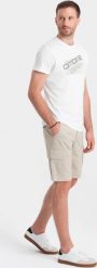 Ombre Męskie jednokolorowe szorty z kieszeniami cargo beżowe V3 OM-SRCG-0133 S. Brązowe szorty sportowe męskie Ombre, bez wzorów, sportowe. Za 169.99 zł.