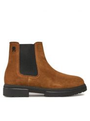 Tommy Hilfiger Sztyblety Casual Cleated Suede Chelsea FM0FM05037 Brązowy. Brązowe sztyblety męskie Tommy Hilfiger, ze skóry, bez obcasa, bez zapięcia. Za 719.99 zł.