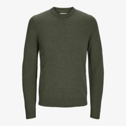 Sweter Jack & Jones Clambswool żółw morski. Zielone swetry męskie Jack&Jones, bez wzorów, bez kołnierzyka, bez ramiączek. Za 296.06 zł.