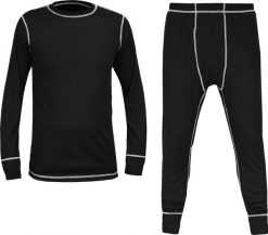 Thermal clothing set, 100% polyester, black, size 2XL. Czarne bielizna termoaktywna męska VENNER, m, bez wzorów, bez ramiączek. Za 90.20 zł.