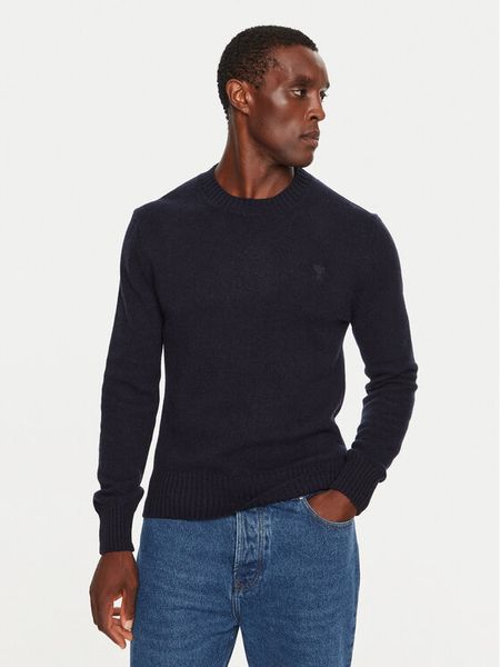 AMI Paris Sweter HKS057.005 Granatowy Regular Fit. Niebieskie kardigany męskie AMI PARIS, m, bez wzorów, z kaszmiru, bez ramiączek. Za 1,299.00 zł.