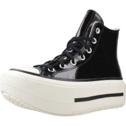 Buty CONVERSE CHUCK TAYLOR ALL STAR LIFT DOUBLE STACK PLATFORM PATENT LEATHER Cz. Czarne buty zimowe męskie Converse, bez wzorów, ze skóry ekologicznej, retro, bez obcasa, bez zapięcia. Za 469.97 zł.