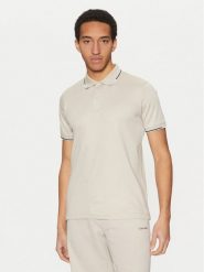 Calvin Klein Polo K10K114130 Beżowy Regular Fit. Brązowe koszulki polo męskie Calvin Klein, m, bez wzorów, z bawełny, bez kołnierzyka, bez ramiączek. Za 219.99 zł.