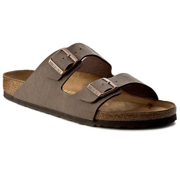 Klapki Birkenstock. Brązowe klapki i japonki męskie Birkenstock, bez wzorów, z nubiku. Za 329.99 zł.