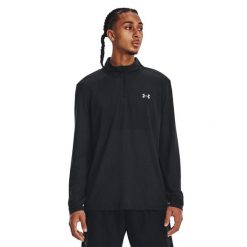 Bluza do biegania męska Under Armour Seamless Stride 1/4 Zip. Czarne bluzy nierozpinane męskie Under Armour, m, bez wzorów, sportowe, bez ramiączek, bez kaptura. Za 269.99 zł.
