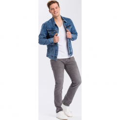 Dżinsy "Johnny" - Slim fit - w kolorze szarym. Szare jeansy męskie Cross Jeans, z aplikacjami. W wyprzedaży za 136.95 zł.