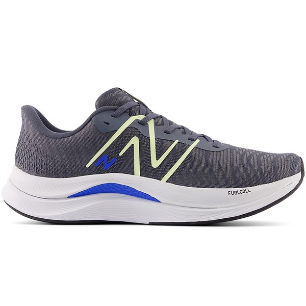 Buty męskie New Balance FuelCell Propel v4 MFCPRCC4 – szare. Szare buty do biegania męskie New Balance, bez wzorów, z gumy, bez zapięcia, do biegania. Za 299.99 zł.