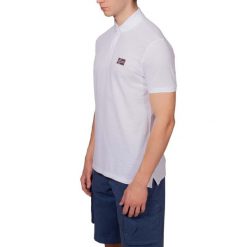 Koszulka polo męska Napapijri Ebea 2. Białe koszulki polo męskie Napapijri, l, bez wzorów, bez kołnierzyka, bez ramiączek. Za 219.99 zł.