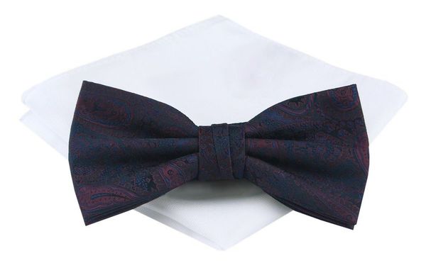 Mucha Męska z Poszetką - Chattier - Granat i Bordo. Czerwone krawaty i muchy męskie Chattier, bez wzorów, eleganckie. Za 59.00 zł.