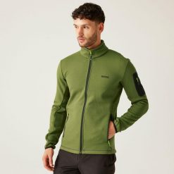Softshell turystyczny męski Aldean. Zielone kurtki softshell męskie Regatta, m, bez wzorów, z softshellu, bez kaptura, trekkingowe. W wyprzedaży za 249.99 zł.