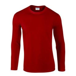 Koszulka Z Długim Rękawem Unisex Softstyle Dla Dorosłych. Czerwone koszulki męskie z długim rękawem GILDAN, xl, bez wzorów, sportowe, bez kołnierzyka, bez ramiączek. Za 65.99 zł.