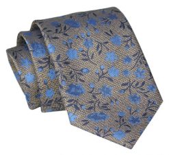 Krawat - ALTIES - Beżowy, Motyw Kwiatowy. Brązowe krawaty i muchy męskie Alties, bez wzorów, z tkaniny, eleganckie. Za 49.00 zł.