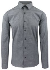 Taliowana Koszula Męska - Victorio - Czarno-Biała, Mikrowzór. Białe koszule męskie Victorio, m, bez wzorów, z bawełny, bez kołnierzyka, bez ramiączek. Za 159.00 zł.