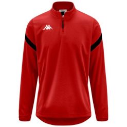 Bluza dresowa 1/2 zip Kappa Dolvole. Czerwone bluzy rozpinane męskie Kappa, bez wzorów, z dresówki, sportowe, bez ramiączek, bez kaptura. Za 207.50 zł.