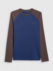 4F Longsleeve regular z nadrukiem męski - granatowy XXL. Niebieskie koszulki męskie z długim rękawem 4f, m, bez wzorów, bez kołnierzyka, bez ramiączek. Za 79.99 zł.