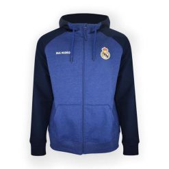 Granatowa bluza z kapturem Real Madryt. Niebieskie bluzy nierozpinane męskie Real Madrid, bez wzorów, z kapturem. W wyprzedaży za 295.13 zł.