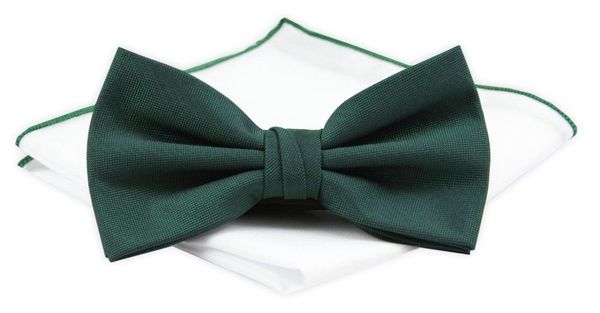 ZESTAW - Mucha z Poszetką Chattier - Zieleń Butelkowa. Zielone krawaty i muchy męskie Chattier, bez wzorów, eleganckie. Za 59.00 zł.