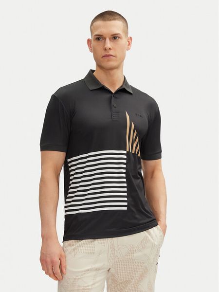 BOSS Polo Paddy Striped C1 50539506 Czarny Regular Fit. Czarne koszulki polo męskie Boss, l, bez wzorów, z syntetyku, bez kołnierzyka, bez ramiączek. Za 379.99 zł.