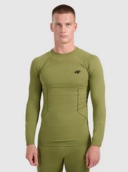 4F Bielizna termoaktywna bezszwowa (góra) męska - khaki L/XL. Brązowa bielizna termoaktywna męska 4f, l, bez wzorów, ze skóry, bez ramiączek, trekkingowe. Za 149.99 zł.