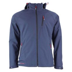 Kurtka Peak Mountain Softshell. Niebieskie kurtki męskie Peak Mountain, m, bez wzorów, z softshellu, bez kaptura. W wyprzedaży za 312.50 zł.