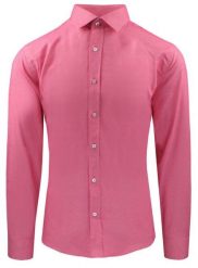 Męska Koszula Wizytowa, Taliowany Krój - Victorio - Różowa. Czerwone koszule męskie Victorio, m, bez wzorów, z bawełny, bez kołnierzyka, bez ramiączek. Za 135.00 zł.