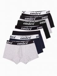 Bokserki męskie bawełniane z kontrastową gumą - 7-pak mix V2 - Rozmiar: L. Szare bokserki męskie Ombre Clothing, l, bez wzorów, z bawełny. W wyprzedaży za 99.99 zł.