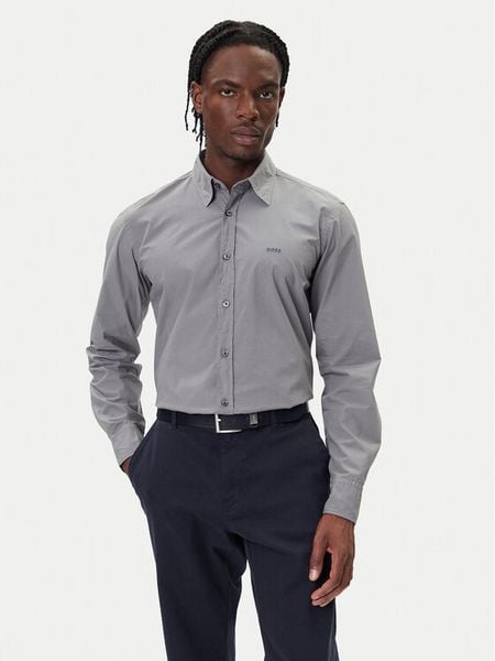 BOSS Koszula Relegant 50518304 Szary Regular Fit. Szare koszule męskie Boss, m, bez wzorów, z bawełny, bez kołnierzyka, bez ramiączek. Za 399.99 zł.