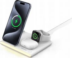 Jabees PowerGlow 4w1 Ładowarka QI na Telefon Smartwatch Słuchawki Lampa LED / Biały. Białe zegarki smartwatch Jabees. Za 150.83 zł.