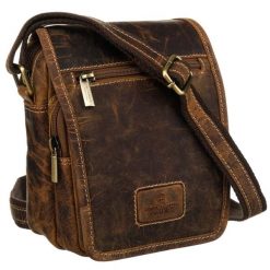 Mała skórzana torba męska na ramię z kieszonką - Peterson. Torby męskie na ramię Peterson, bez wzorów, eleganckie, na ramię, małe. Za 179.99 zł.