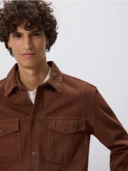 Jeansowa koszula comfort fit - dark grey jeans. Szare koszule męskie Reserved, l, bez wzorów, z denimu, bez kołnierzyka, bez ramiączek. W wyprzedaży za 99.99 zł.