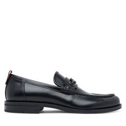 Półbuty HUGO. Czarne eleganckie półbuty męskie Hugo, wizytowe, bez obcasa, bez zapięcia. Za 759.99 zł.