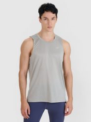 4F Tank top do biegania regular szybkoschnący męski - szary M. Szare t-shirty sportowe męskie 4f, m, bez wzorów, z dzianiny, klasyczne, bez ramiączek. W wyprzedaży za 99.99 zł.