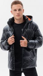 Ombre Kurtka męska zimowa - czarna C545 XXL. Czarne kurtki męskie Ombre, na zimę, m, bez wzorów, bez ramiączek, bez kaptura. Za 239.99 zł.