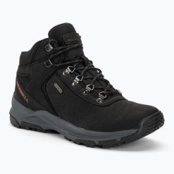 Buty Trekkingowe Męskie Merrell Erie Mid LTR Waterproof. Czarne buty zimowe męskie Merrell, bez wzorów, sportowe, bez obcasa, bez zapięcia. Za 699.99 zł.