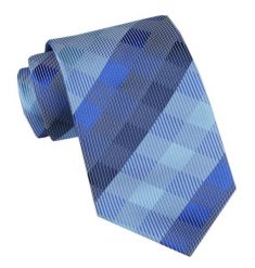 Męski Krawat - Angelo di Monti - Odcienie Niebieskiego, Kratka. Niebieskie krawaty i muchy męskie Angelo di Monti, bez wzorów, z tkaniny, eleganckie. Za 45.00 zł.