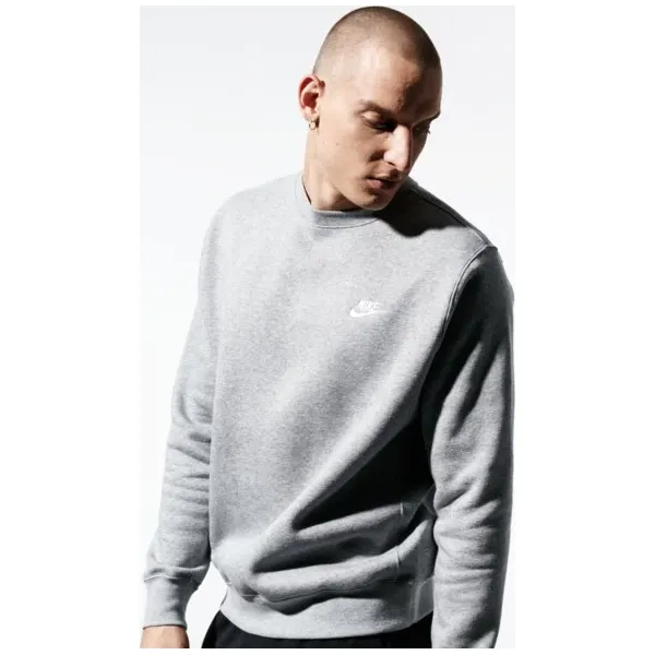Nike Bluza M Nsw Club Crw Bb , szary, rozmiar L. Szare bluzy nierozpinane męskie Nike, l, bez wzorów, z bawełny, klasyczne, bez ramiączek, bez kaptura. Za 159.99 zł.