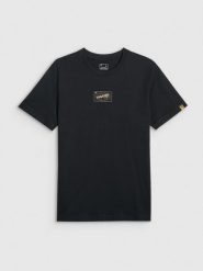 4F T-shirt regular z nadrukiem męski - czarny XXL. Czarne t-shirty męskie 4f, m, bez wzorów, z bawełny, bez kołnierzyka, bez ramiączek. Za 79.99 zł.