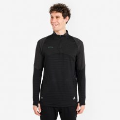 Bluza piłkarska Kipsta CLR półsuwak. Czarne bluzy nierozpinane męskie KIPSTA, xl, bez wzorów, z materiału, sportowe, bez ramiączek, bez kaptura. Za 129.99 zł.