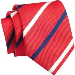Krawat Czerwony w Granatowo-Białe Paski 7 cm, Elegancki, Klasyczny, Męski -ALTIES. Czerwone krawaty i muchy męskie Alties, bez wzorów, z tkaniny, eleganckie. Za 49.00 zł.