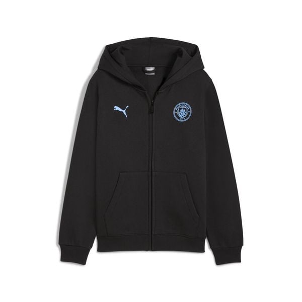 Młodzieżowa kurtka Manchester City FtblEssentials z kapturem PUMA. Czarna kurtki męskie Puma, m, bez wzorów, młodzieżowe, bez ramiączek, z kapturem. Za 259.00 zł.