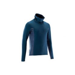 Bluza do biegania męska RUN WARM+ niebieska. Niebieskie bluzy nierozpinane męskie KALENJI, m, bez wzorów, z elastanu, bez ramiączek, bez kaptura. Za 79.99 zł.