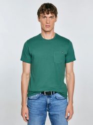 Koszulka męska z kieszonką zielona Carbon 304. Zielone t-shirty męskie Big Star, l, z aplikacjami, z bawełny, bez kołnierzyka, bez ramiączek. W wyprzedaży za 99.99 zł.