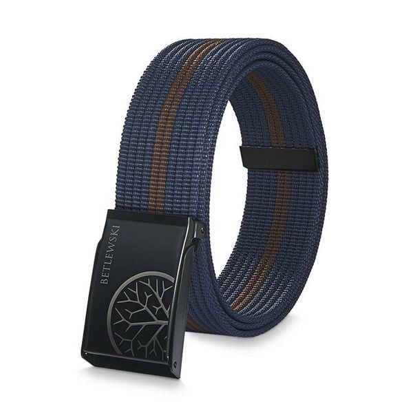 Pasek parciany BETLEWSKI PRC-08_CZ-3 XL granatowy. Niebieskie paski męskie Betlewski, bez wzorów, z materiału. Za 34.99 zł.