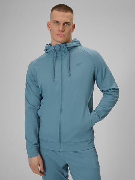 4F Bluza treningowa regular szybkoschnąca męska - granatowa M. Niebieskie bluzy rozpinane męskie 4f, m, bez wzorów, bez ramiączek, bez kaptura. Za 199.99 zł.