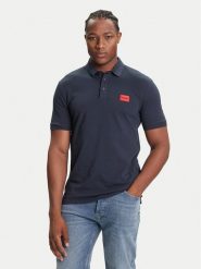 Hugo Polo Dereso222 50466202 Granatowy Slim Fit. Niebieskie koszulki polo męskie Hugo, m, bez wzorów, z bawełny, bez kołnierzyka, bez ramiączek. Za 229.99 zł.