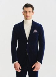 PAKO LORENTE - Granatowa sztruksowa marynarka męska. Marynarki męskie Pako Lorente, m, bez wzorów, z bawełny. Za 599.99 zł.