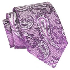 Męski Krawat Angelo di Monti - Różowy, Paisley. Czerwone krawaty i muchy męskie Angelo di Monti, bez wzorów, z tkaniny, eleganckie. Za 45.00 zł.