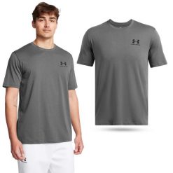 Koszulka fitness męska UNDER ARMOUR 1326799 z krótkim rękawem. Szare t-shirty sportowe męskie Under Armour, m, bez wzorów, sportowe, bez ramiączek. W wyprzedaży za 69.00 zł.