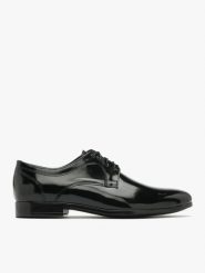 Czarne półbuty męskie. Czarne eleganckie półbuty męskie Ryłko, ze skóry, eleganckie, bez obcasa, bez zapięcia. Za 449.99 zł.
