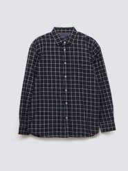 Koszula męska flanelowa w kratę granatowa Meridenisoni 403. Niebieskie koszule męskie Big Star, l, bez wzorów, bez kołnierzyka, bez ramiączek. Za 229.99 zł.